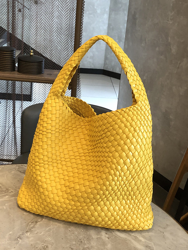 xakxx Solid Color Woven Bags Handbags