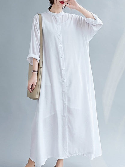 xakxx Original Solid Round-Neck Shirts Dress