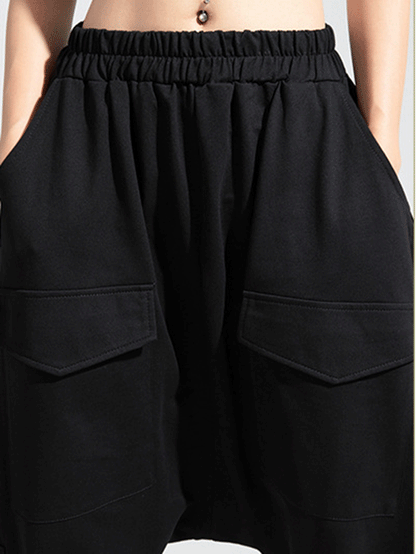 xakxx  Zipper Original Simple Loose Solid Harem Pants