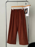 xakxx High Waisted Loose Elasticity Pleated Split-Joint Pants Trousers