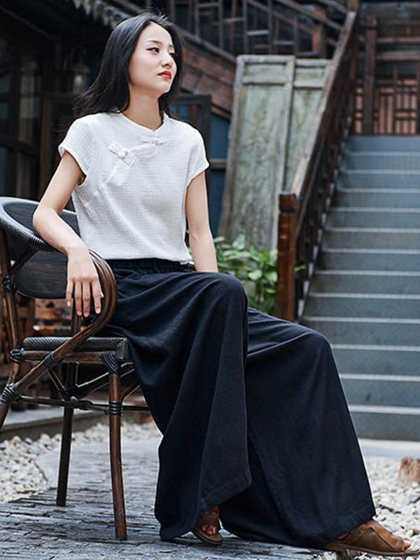 xakxx Loose Wide-leg Linen Pants