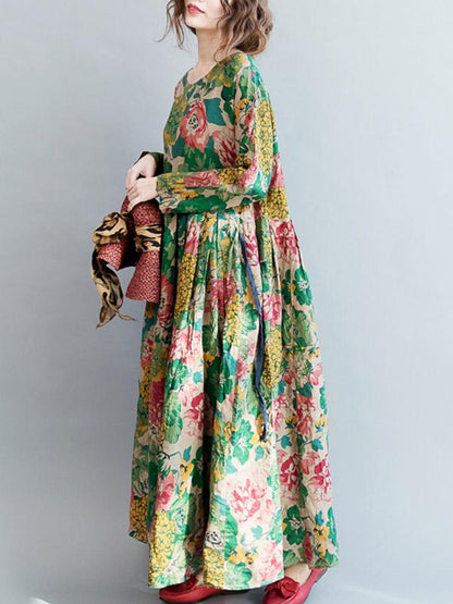 xakxx National Style Flower Printed Long Dress