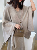 xakxx Loose Raglan Sleeve V-Neck Cardigan Tops Shawl