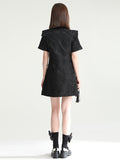 xakxx Vintage Contrast Color Applique Embroidered Short Cheongsams Mini Dress