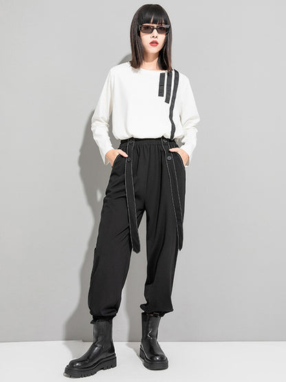 xakxx Urban High-Waisted Black Casual Pants Bottoms Harem Pants