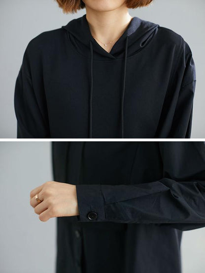 xakxx Loose Splicing Asymmetrical Hoodie Dress