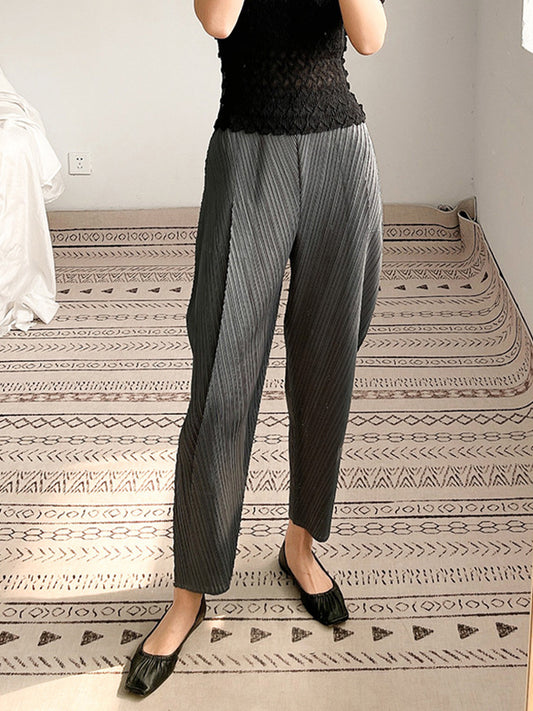 xakxx Harem Pants Ninth Pants Pleated Solid Color Ninth Pants