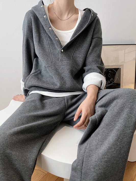 xakxx xakxx-Loose Hoodies And Wide-Leg Pants Suits