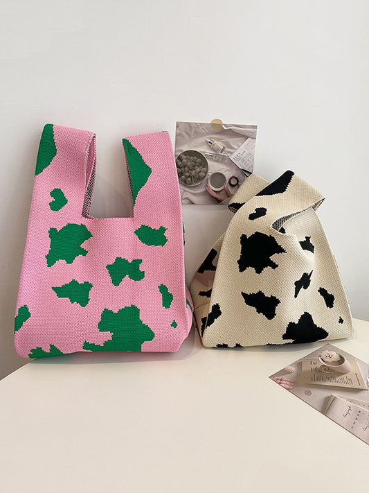 xakxx Urban Knitting Cow Pattern Bags Accessories Handbags