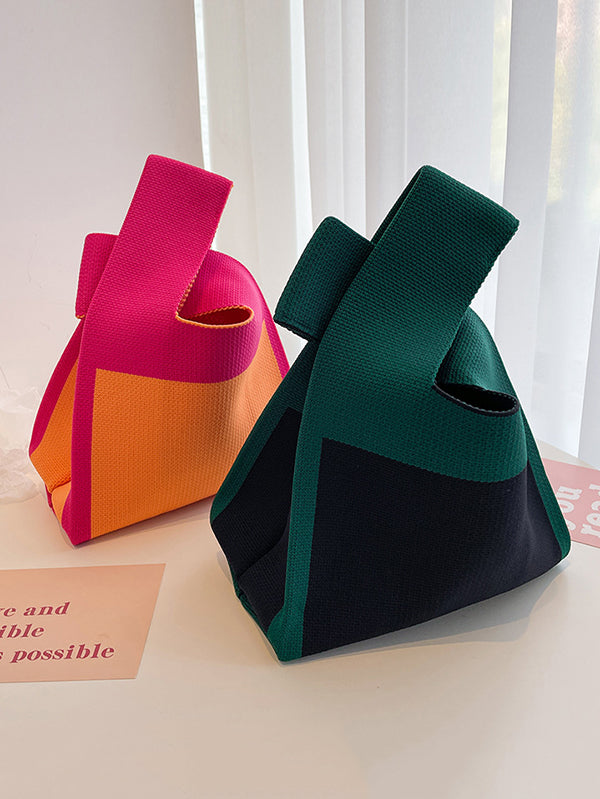 xakxx Simple Knitting Contrast Color Color-Block Bags Accessories Handbags