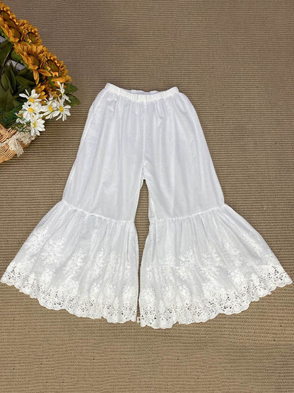 xakxx Vintage Loose Embroidered High Waisted Wide Leg Flared Pants