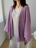 xakxx Loose Raglan Sleeve V-Neck Cardigan Tops Shawl