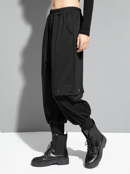 xakxx Loose Cool Solid Color Casual Harem Pants Bottoms