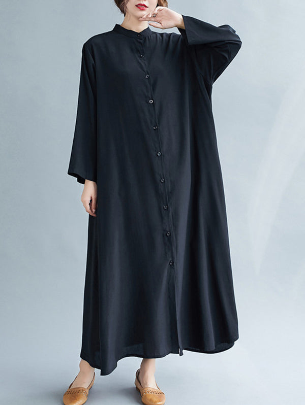 xakxx Original Solid Round-Neck Shirts Dress