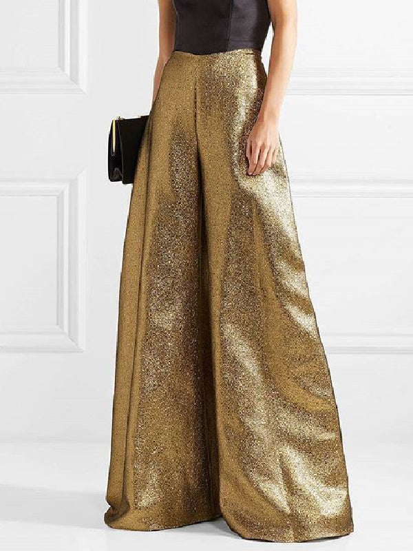 xakxx High Waisted Loose Solid Color Pants Trousers