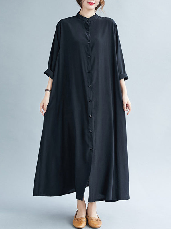 xakxx Original Solid Round-Neck Shirts Dress