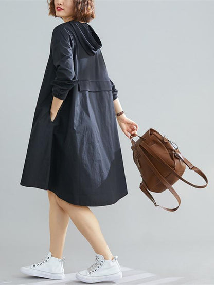 xakxx Loose Splicing Asymmetrical Hoodie Dress