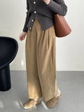 xakxx High Waisted Loose Elasticity Pleated Split-Joint Pants Trousers