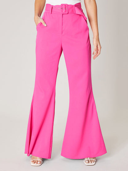 xakxx High Waisted Loose Solid Color Pants Trousers