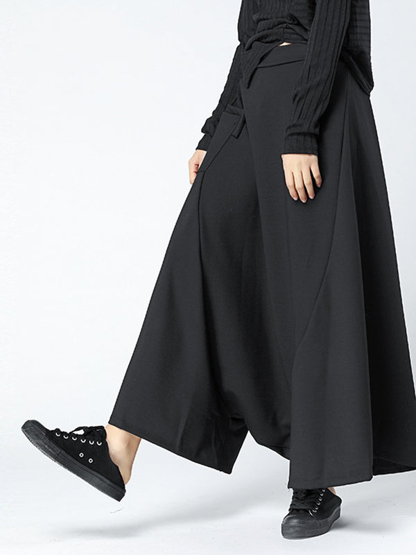 xakxx Leisure Fashion High Waisted Loose Solid Color Pants