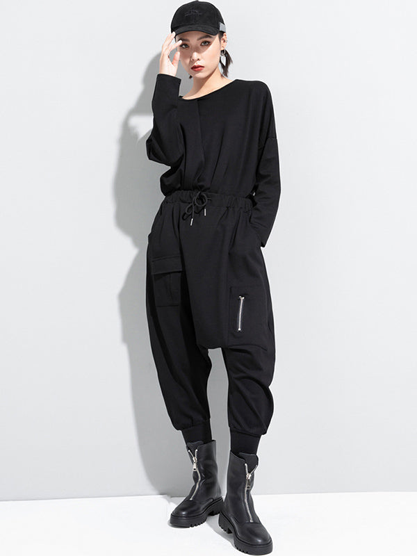 xakxx Simple Solid Elasticity Harem Pants