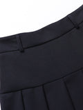 xakxx A-Line High Waisted Pleated Solid Color Split-Joint Skirts Bottoms