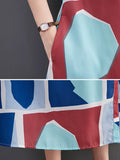 xakxx Loose Short Sleeves Cartoon Printed Multi-Colored Lapel Midi Dresses Shirt Dress