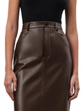 xakxx A-Line High Waisted Buttoned Solid Color Split-Back Skirts Bottoms