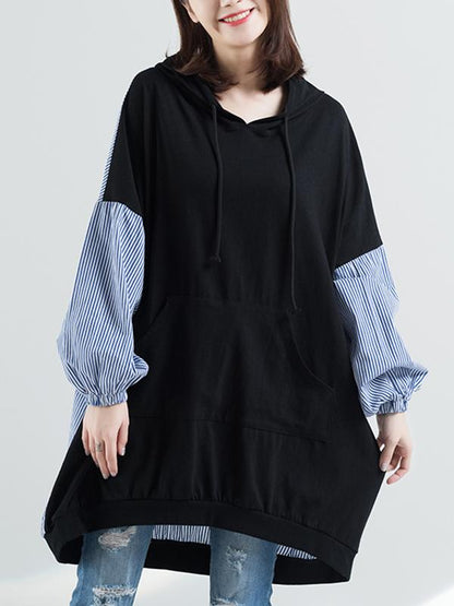 xakxx Casual Striped Split-joint Hoodie