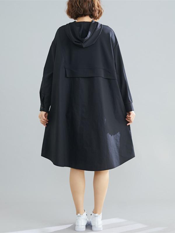 xakxx Loose Splicing Asymmetrical Hoodie Dress