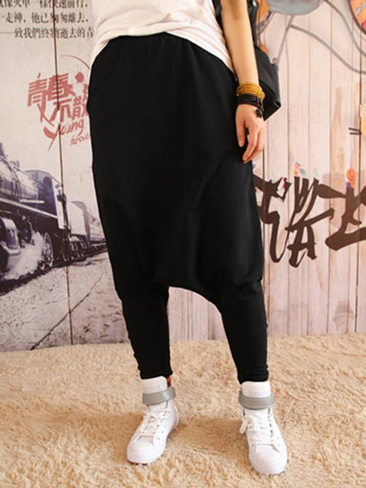 xakxx Solid Color Loose Harem Pants