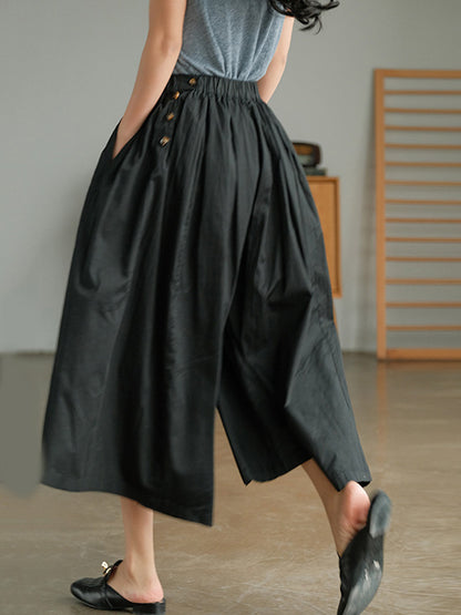 xakxx Artistic Retro Solid Color Super Loose Wide-Leg Pants