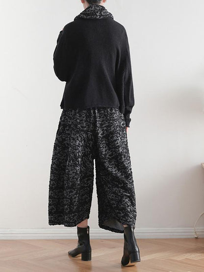 xakxx Vintage Loose Thickening Jacquard Nine-Quarter Pants