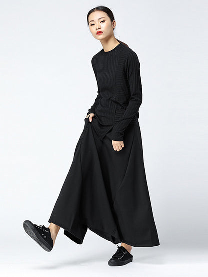 xakxx Leisure Fashion High Waisted Loose Solid Color Pants