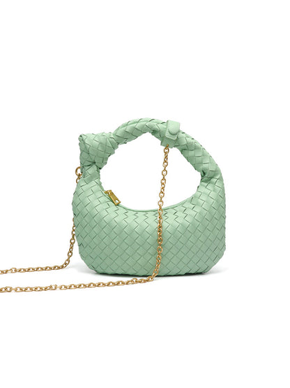 xakxx Chains Knot Solid Color Woven Zipper Crossbody Bags