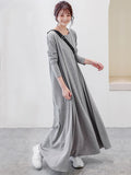 xakxx Simple 6 Colors Plus Size Loose Long Sleeve Casual Dress