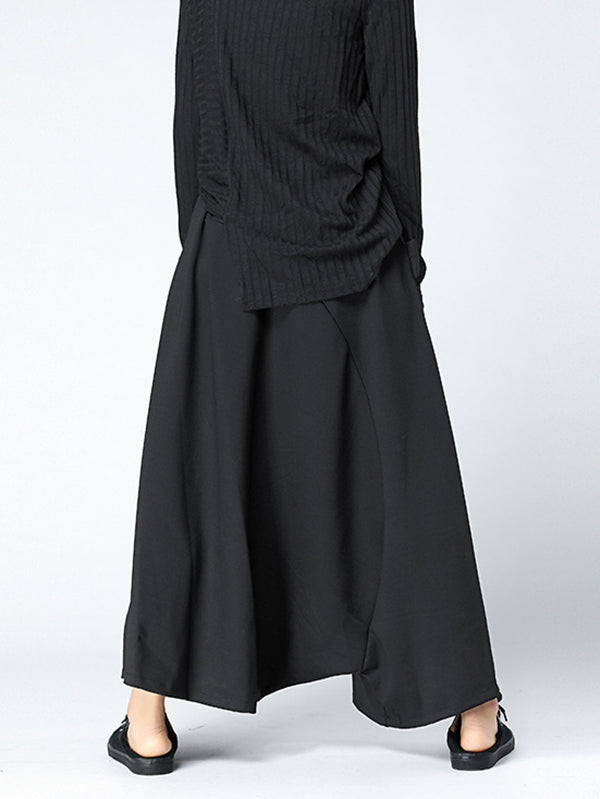 xakxx Leisure Fashion High Waisted Loose Solid Color Pants