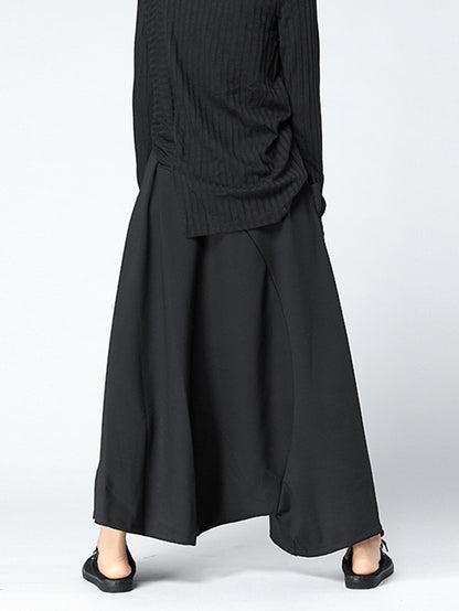 xakxx Leisure Fashion High Waisted Loose Solid Color Pants