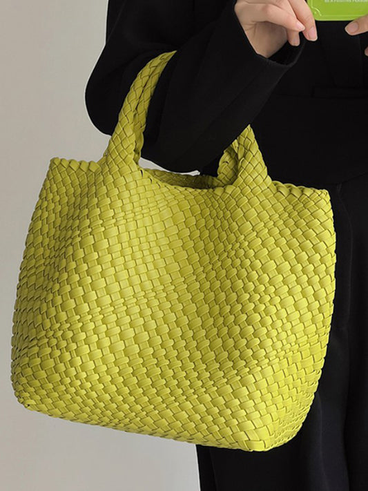 xakxx Solid Color Woven Tote Bags Handbags