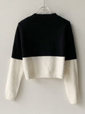 xakxx Long Sleeves Buttoned Contrast Color Round-Neck Cardigan Tops