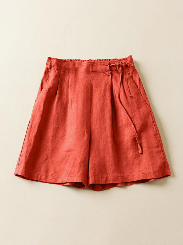 xakxx Loose Elasticity Solid Color Shorts Bottoms