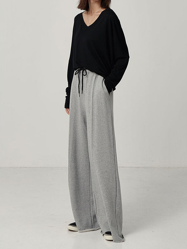 xakxx Casual Solid Column Wide Leg Pants