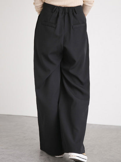 xakxx Casual Wide Leg Loose Solid Color Pants Bottoms