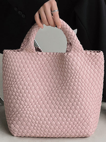 xakxx Solid Color Woven Tote Bags Handbags