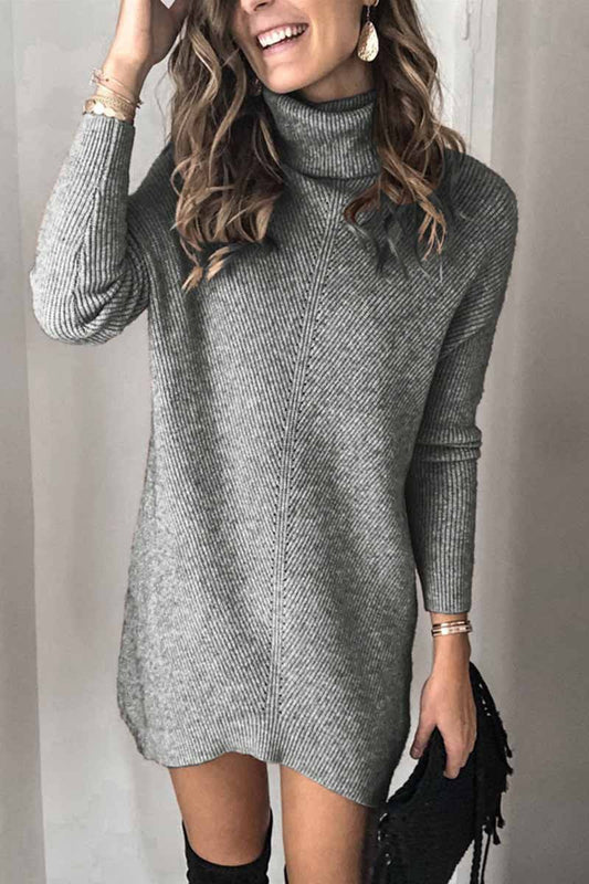 Xakxx Casual Turtleneck Midi Dress