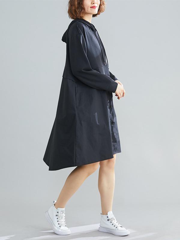 xakxx Loose Splicing Asymmetrical Hoodie Dress