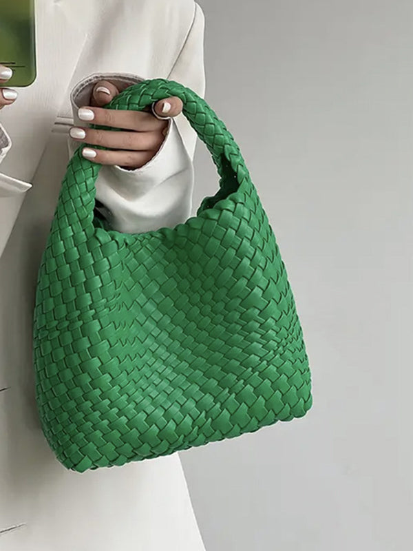 xakxx Solid Color Woven Bags Handbags