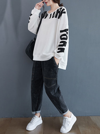 xakxx Stylish Letter Print Round-Neck Sweatshirt