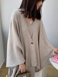 xakxx Loose Raglan Sleeve V-Neck Cardigan Tops Shawl