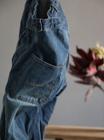 xakxx Loose Vintage Faded Ruffled Jean Pants